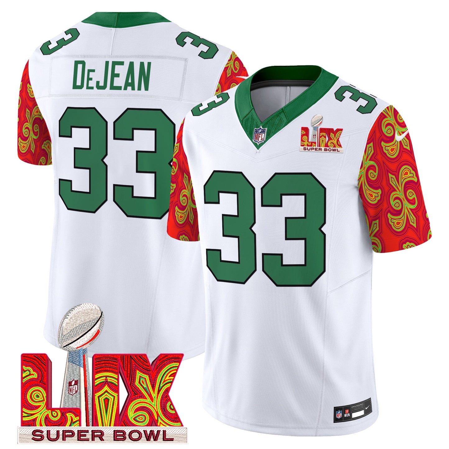 Philadelphia Eagles Kelly Green Super Bowl LIX Style Vapor Limited Jersey - All Stitched