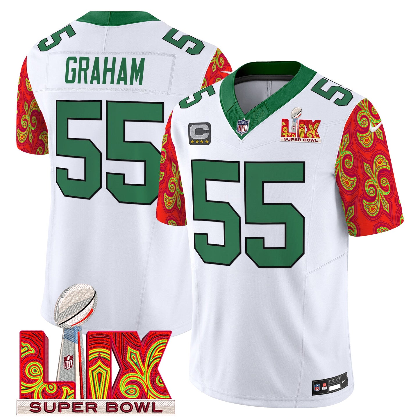 Philadelphia Eagles Kelly Green Super Bowl LIX Style Vapor Limited Jersey - All Stitched
