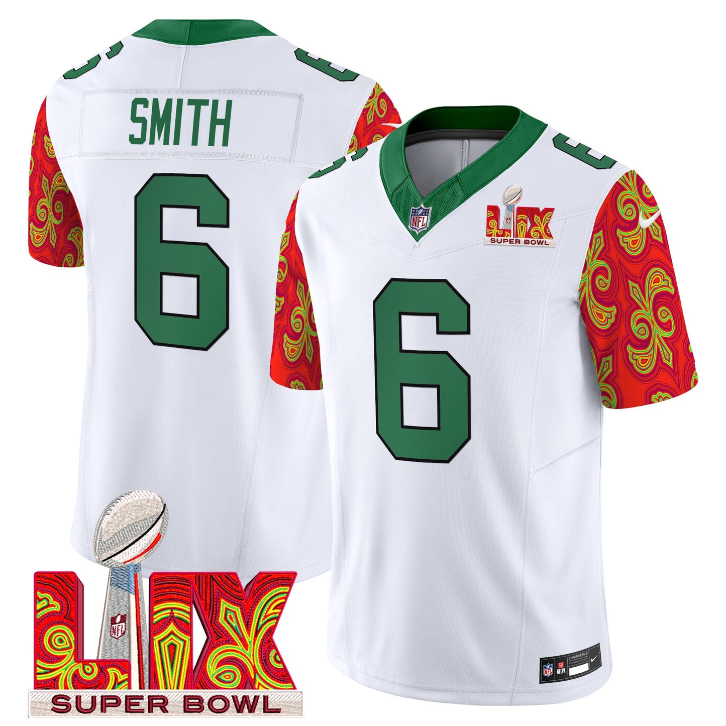 Philadelphia Eagles Kelly Green Super Bowl LIX Style Vapor Limited Jersey - All Stitched