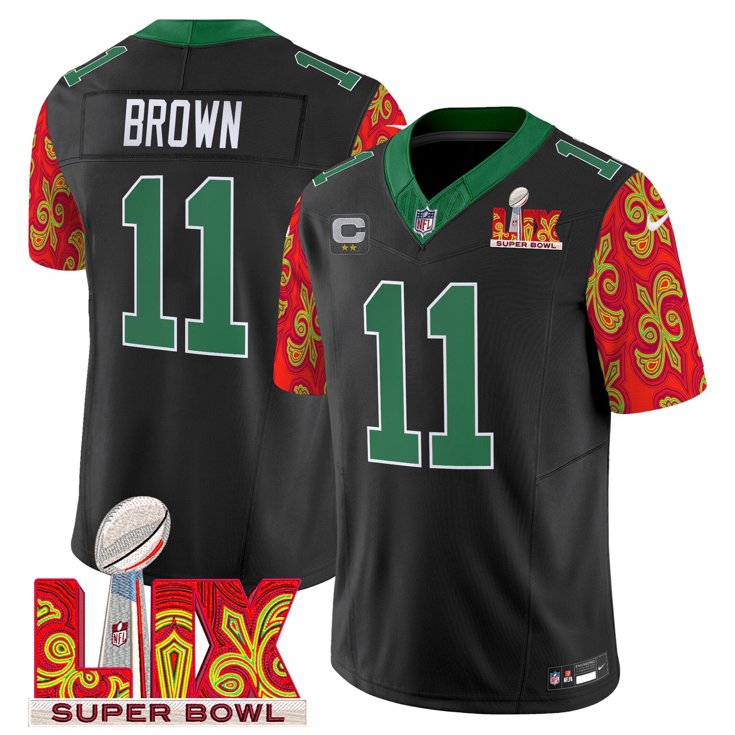 Philadelphia Eagles Kelly Green Super Bowl LIX Style Vapor Limited Jersey - All Stitched