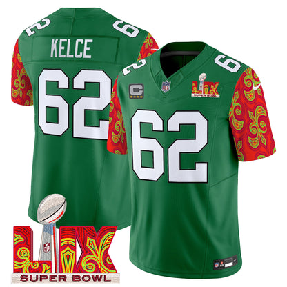 Philadelphia Eagles Kelly Green Super Bowl LIX Style Vapor Limited Jersey - All Stitched