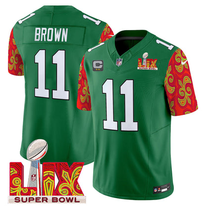 Philadelphia Eagles Kelly Green Super Bowl LIX Style Vapor Limited Jersey - All Stitched