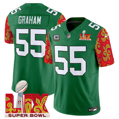 Philadelphia Eagles Kelly Green Super Bowl LIX Style Vapor Limited Jersey - All Stitched