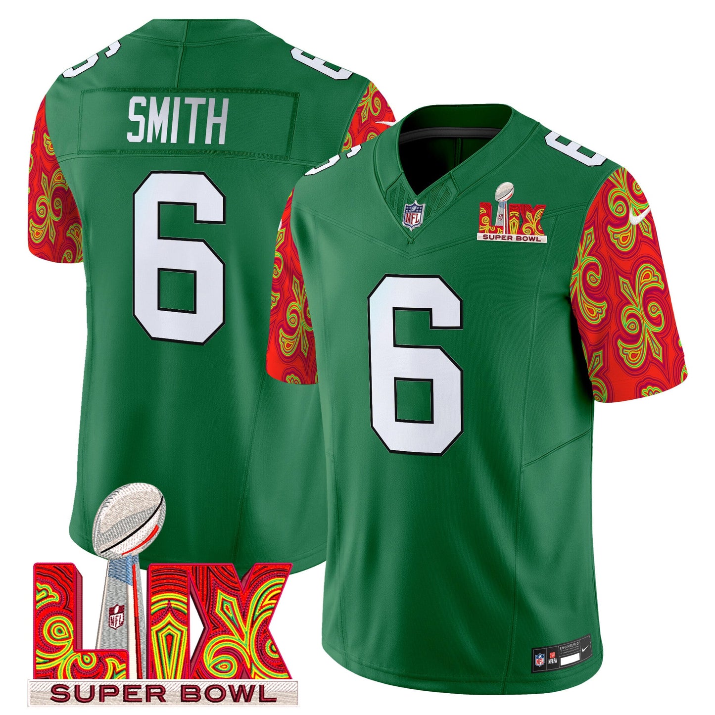 Philadelphia Eagles Kelly Green Super Bowl LIX Style Vapor Limited Jersey - All Stitched