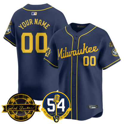Custom Name/Number MIL Jersey - Bob Uecker, 54 Seasons for Brewers - All Stitched