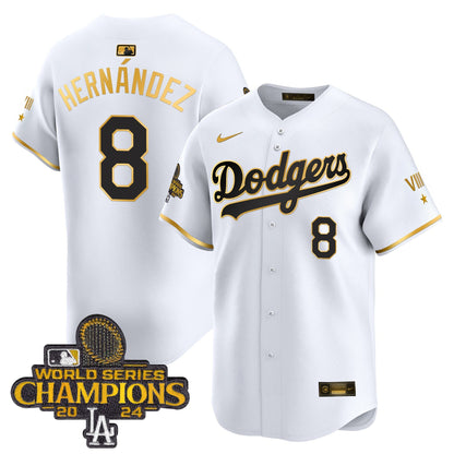 Men's Dodgers 2024 World Series Champions Gold Trim Vapor Premier Limited Jersey - All Stitched