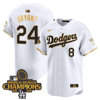 Men's Dodgers 2024 World Series Champions Gold Trim Vapor Premier Limited Jersey - All Stitched