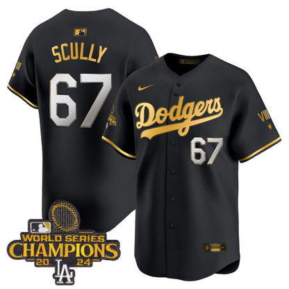 Men's Dodgers 2024 World Series Champions Gold Trim Vapor Premier Limited Jersey - All Stitched