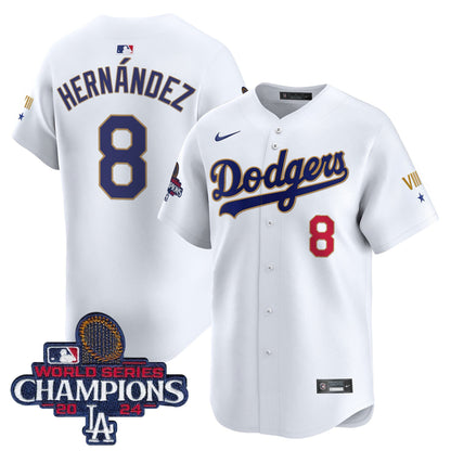 Men's Dodgers 2024 World Series Champions Gold Trim Vapor Premier Limited Jersey - All Stitched