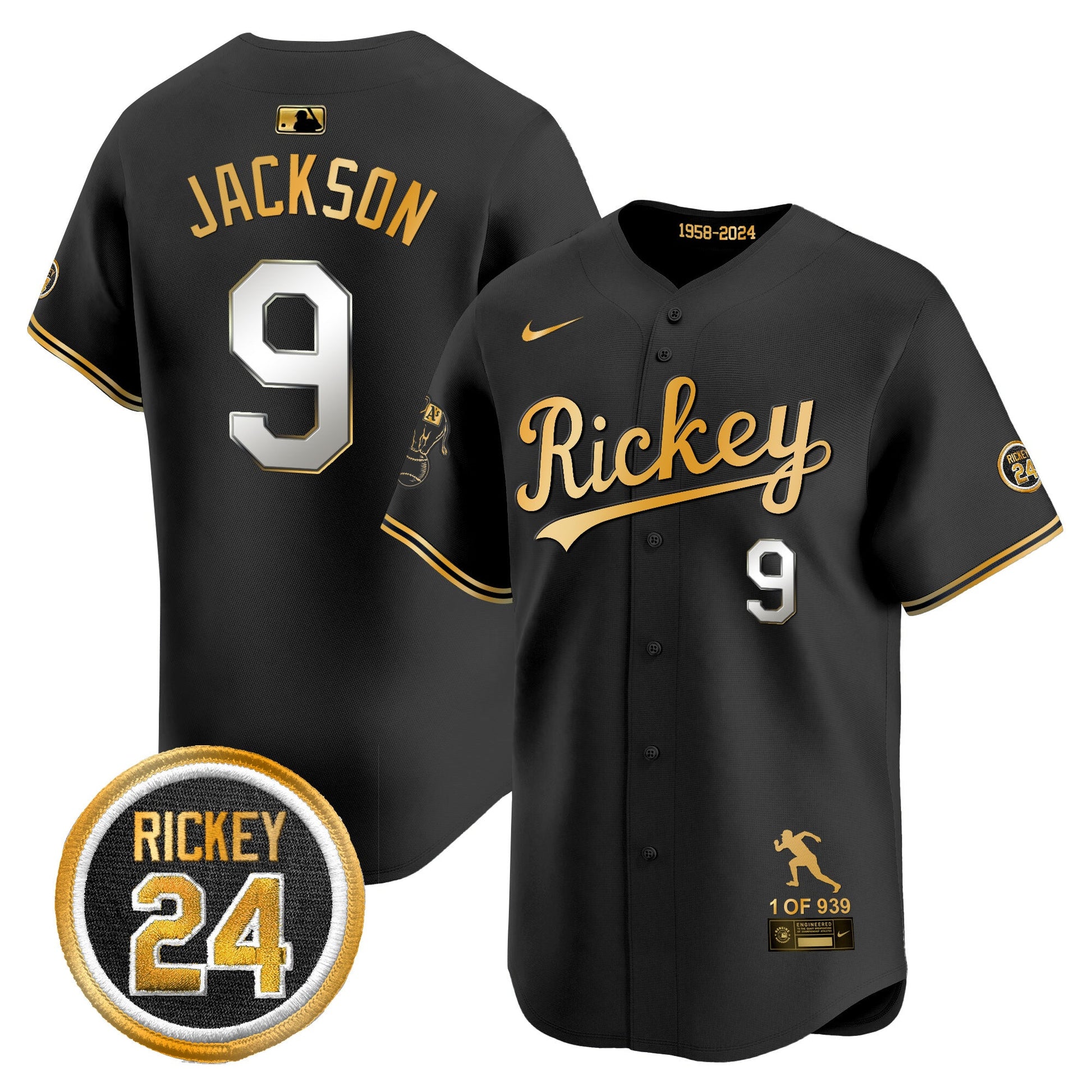 Men's Oakland Athletics Rickey Tribute style Vapor Premier Limited Jersey - All Stitched