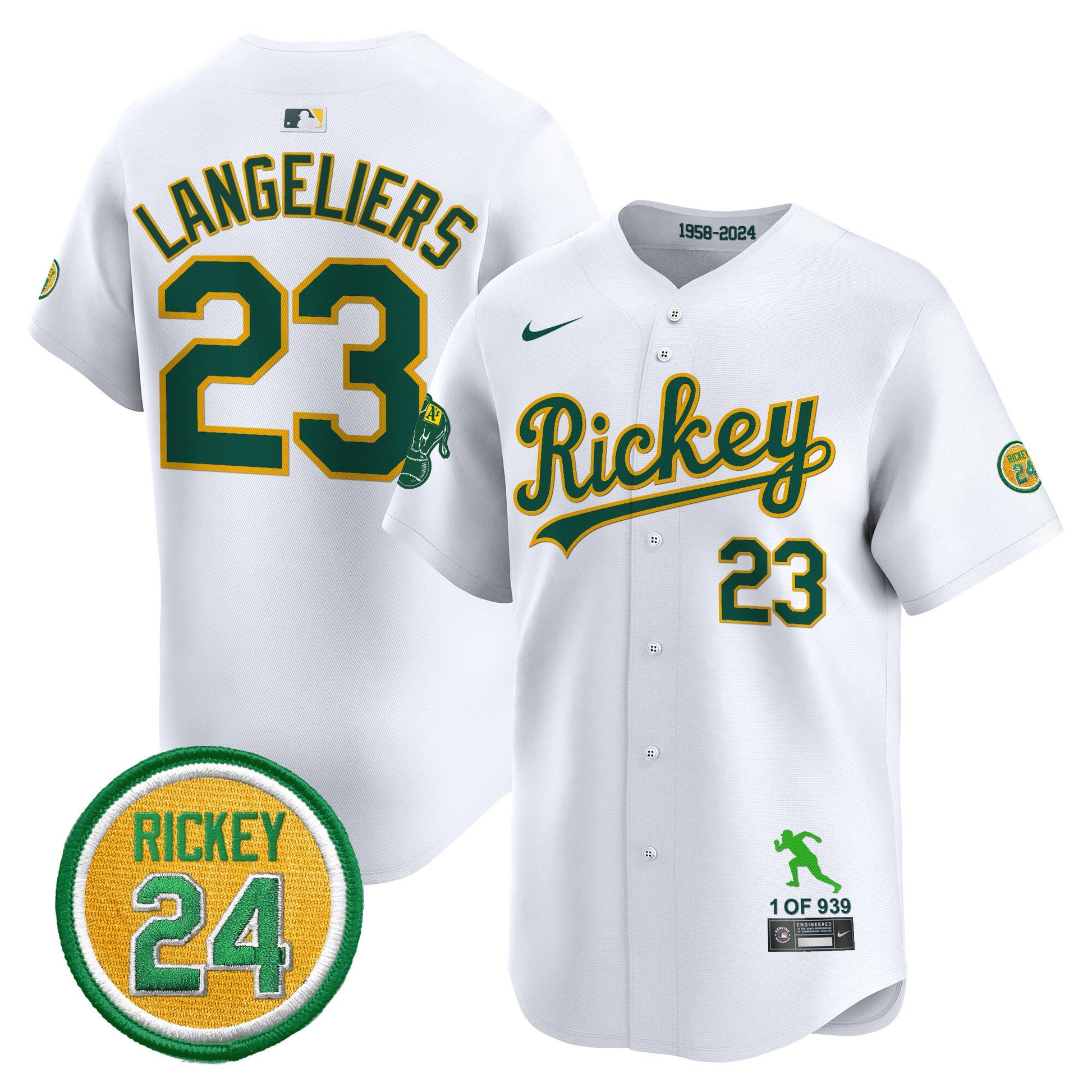 Men's Oakland Athletics Rickey Tribute style Vapor Premier Limited Jersey - All Stitched