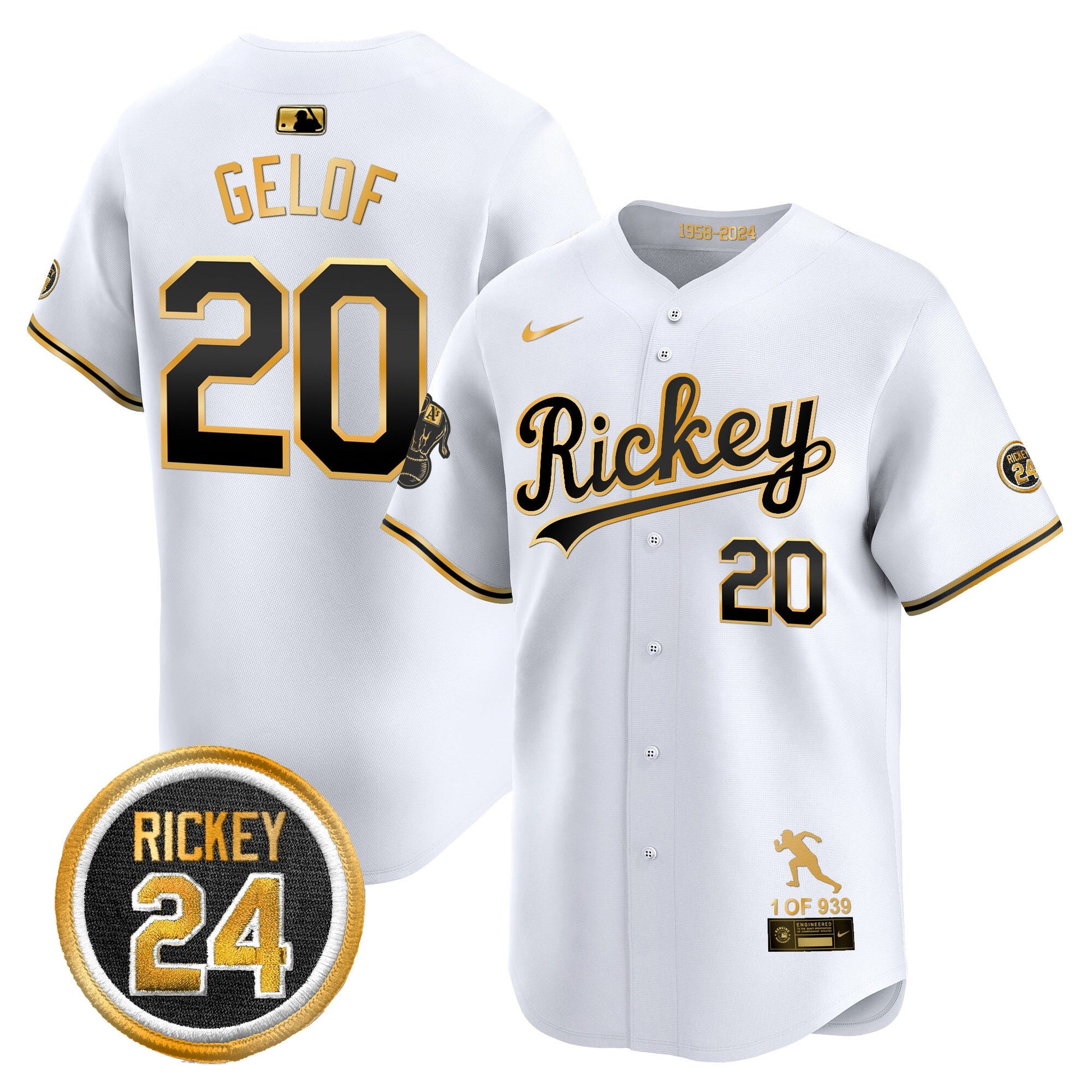 Men's Oakland Athletics Rickey Tribute style Vapor Premier Limited Jersey - All Stitched