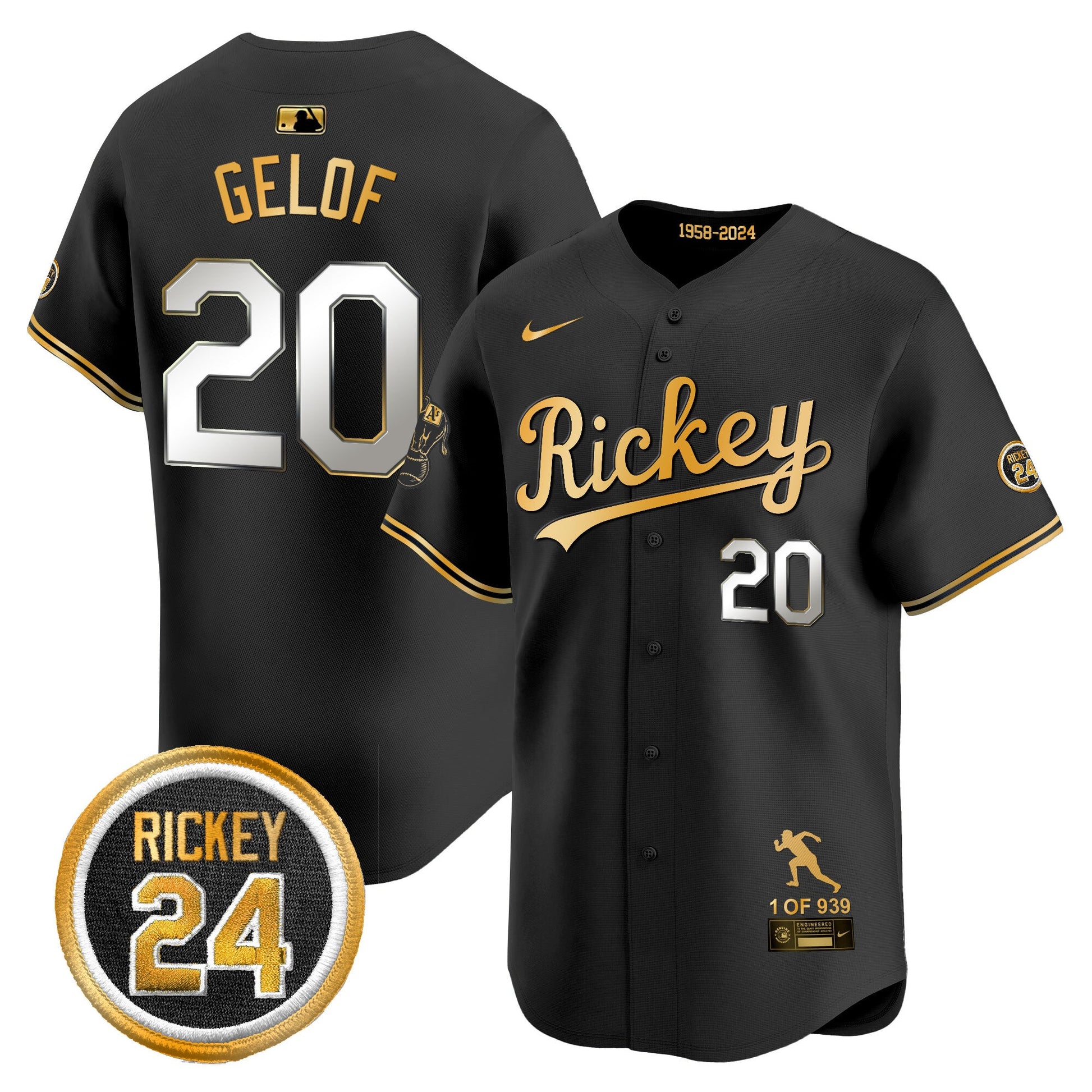 Men's Oakland Athletics Rickey Tribute style Vapor Premier Limited Jersey - All Stitched