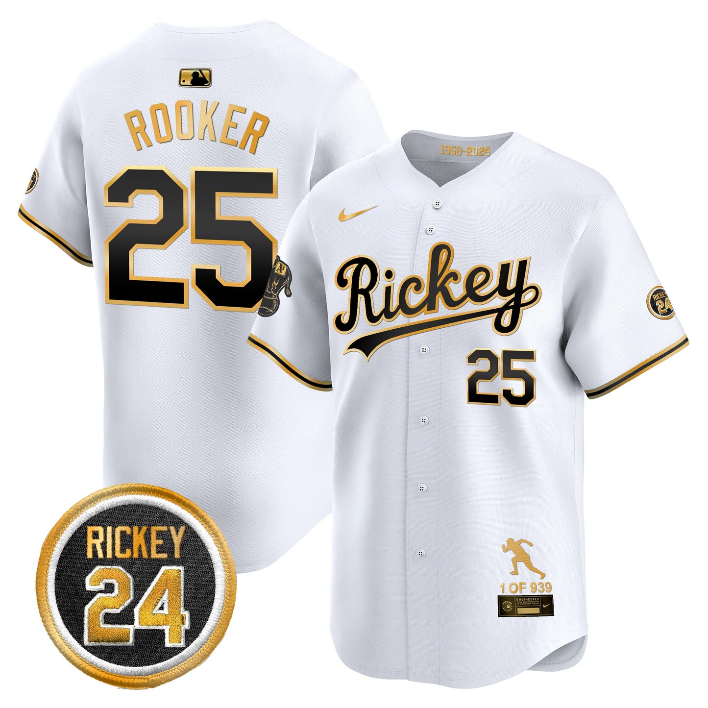 Men's Oakland Athletics Rickey Tribute style Vapor Premier Limited Jersey - All Stitched