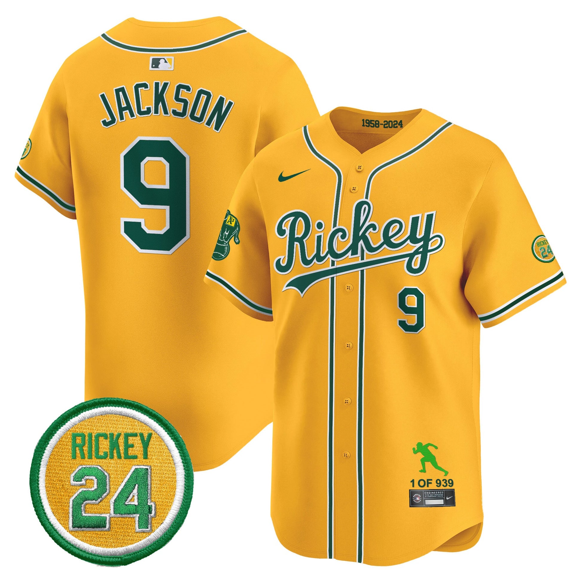 Men's Oakland Athletics Rickey Tribute style Vapor Premier Limited Jersey - All Stitched