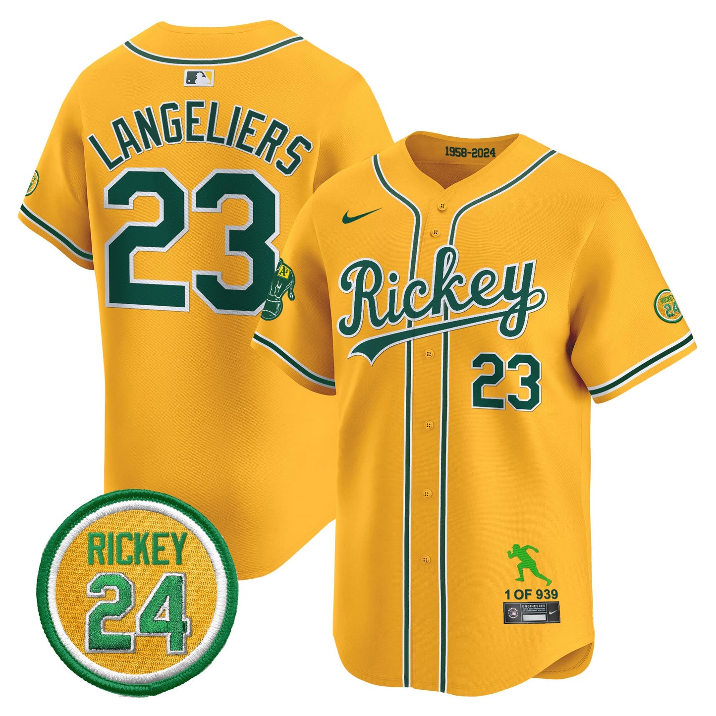 Men's Oakland Athletics Rickey Tribute style Vapor Premier Limited Jersey - All Stitched