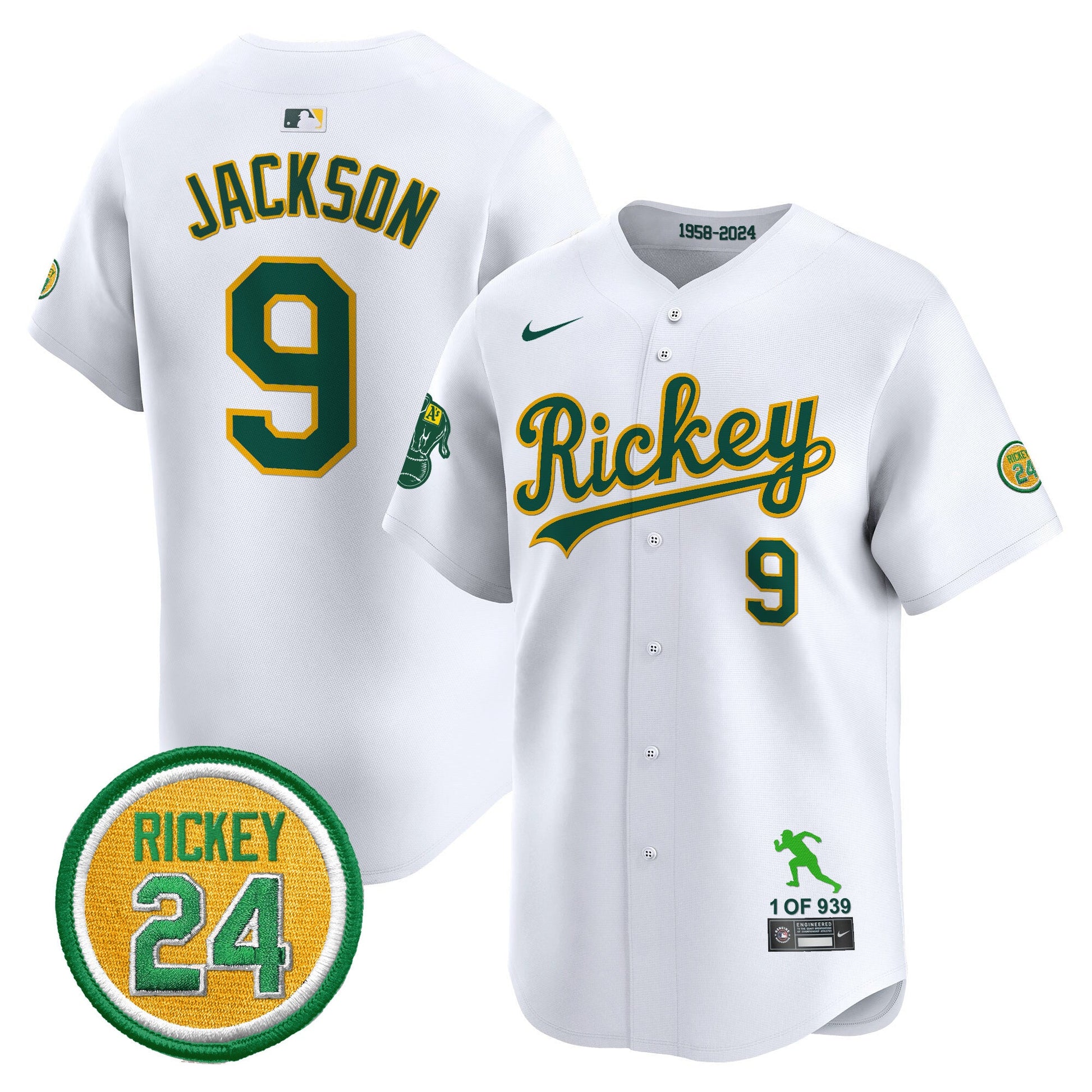 Men's Oakland Athletics Rickey Tribute style Vapor Premier Limited Jersey - All Stitched