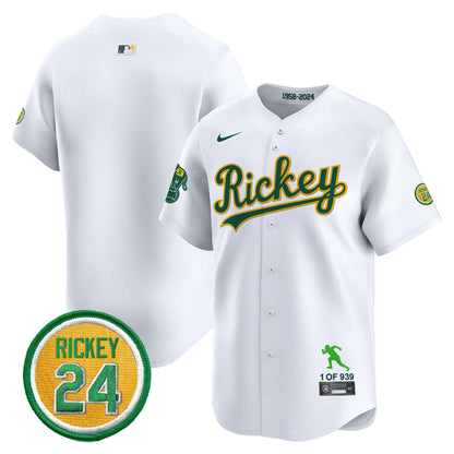 Men's Oakland Athletics Rickey Tribute style Vapor Premier Limited Jersey - All Stitched