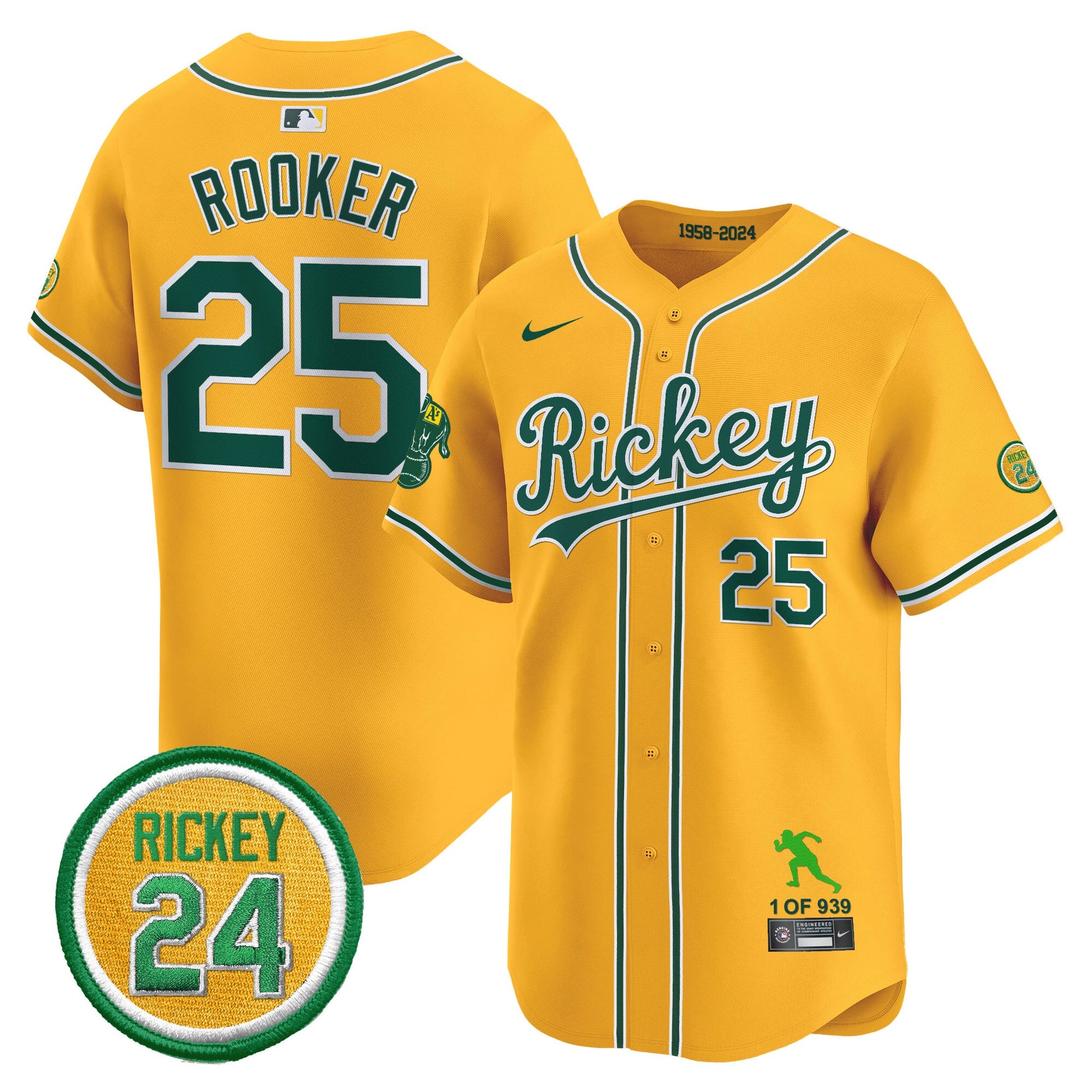 Men's Oakland Athletics Rickey Tribute style Vapor Premier Limited Jersey - All Stitched