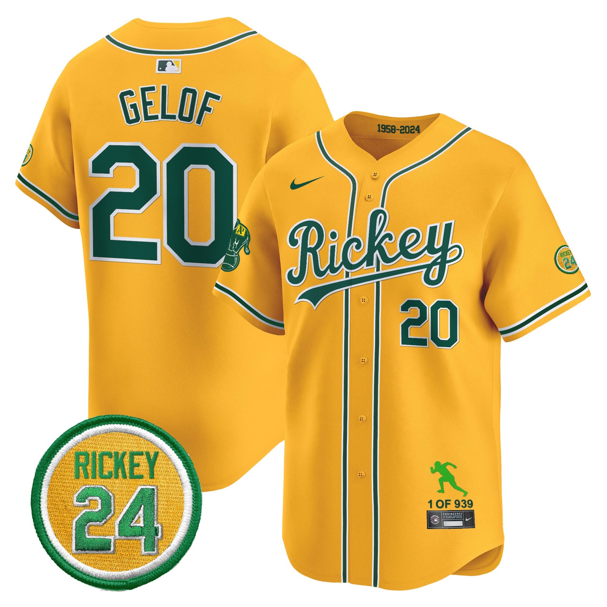 Men's Oakland Athletics Rickey Tribute style Vapor Premier Limited Jersey - All Stitched