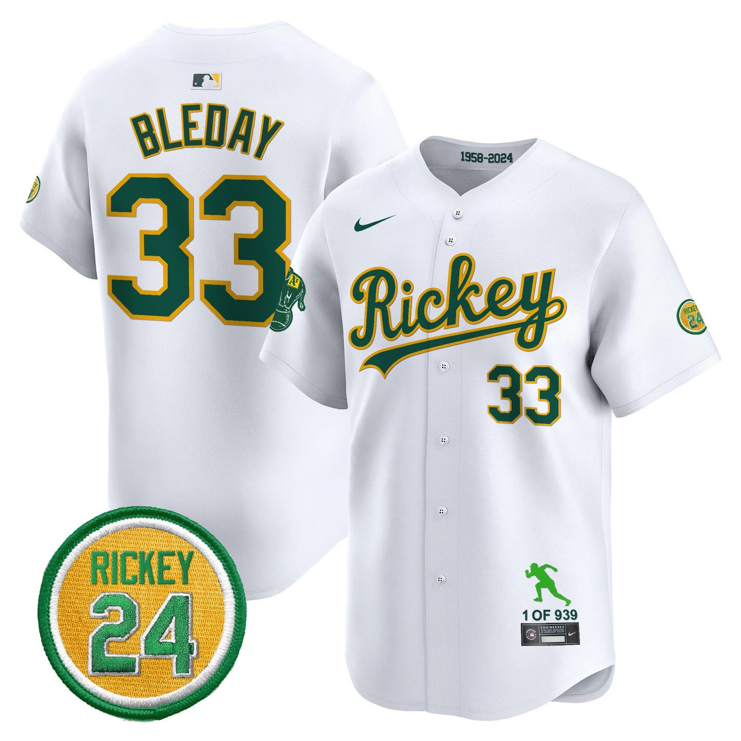 Men's Oakland Athletics Rickey Tribute style Vapor Premier Limited Jersey - All Stitched