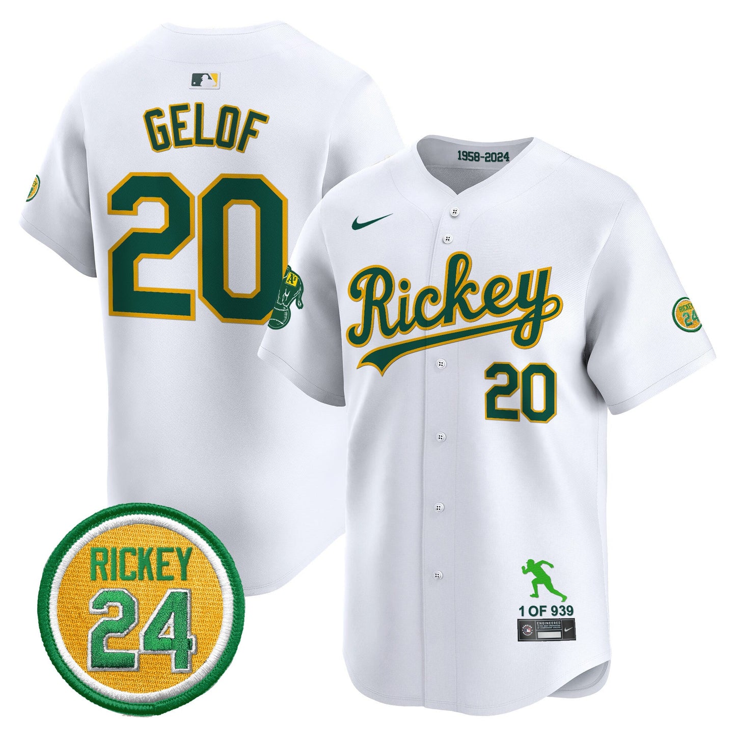 Men's Oakland Athletics Rickey Tribute style Vapor Premier Limited Jersey - All Stitched