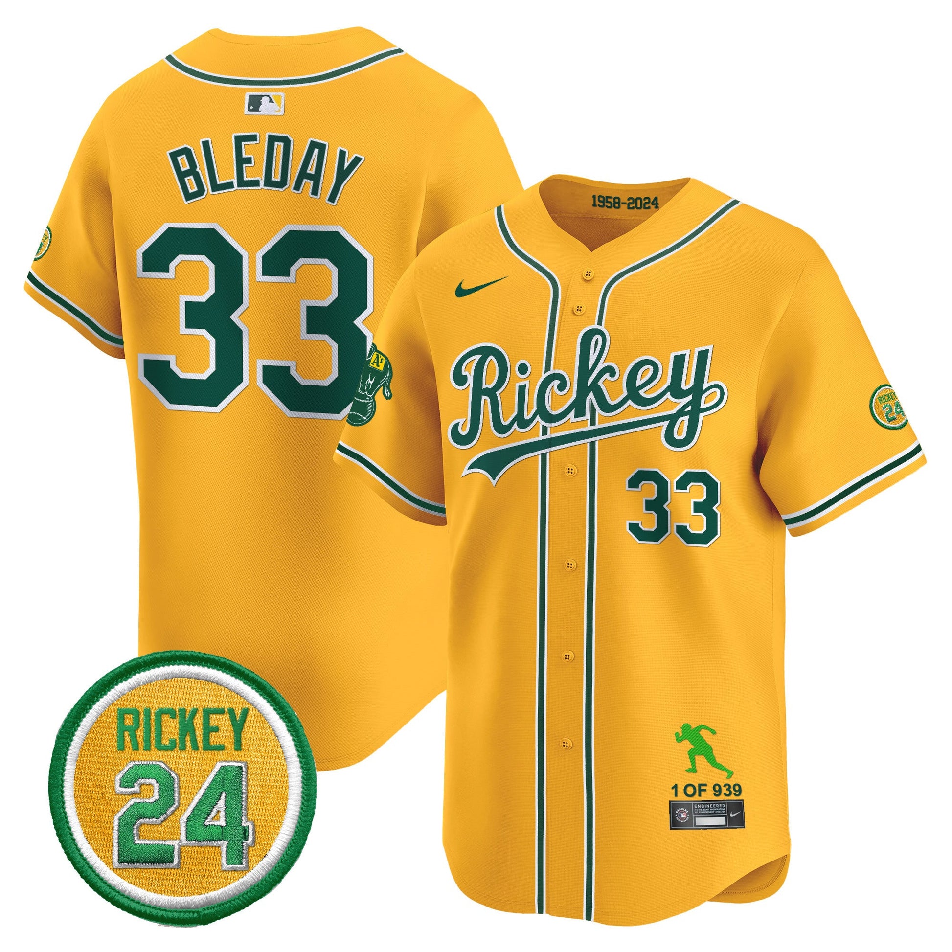 Men's Oakland Athletics Rickey Tribute style Vapor Premier Limited Jersey - All Stitched