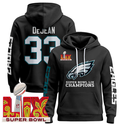 Philadelphia Eagles Super Bowl LIX Patch Pullover Hoodie V5 - All Stitched