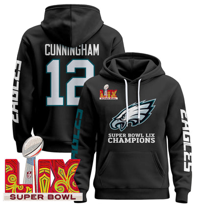 Philadelphia Eagles Super Bowl LIX Patch Pullover Hoodie V5 - All Stitched