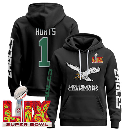 Philadelphia Eagles Super Bowl LIX Patch Pullover Hoodie V6 - All Stitched