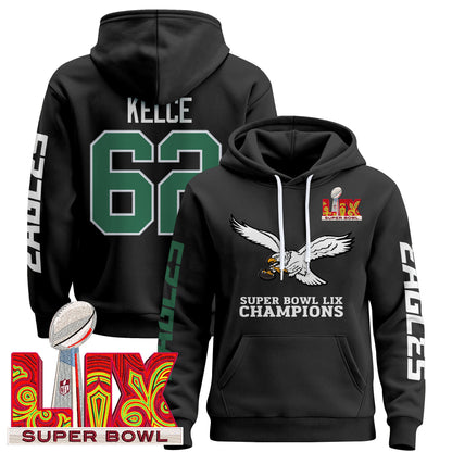 Philadelphia Eagles Super Bowl LIX Patch Pullover Hoodie V6 - All Stitched