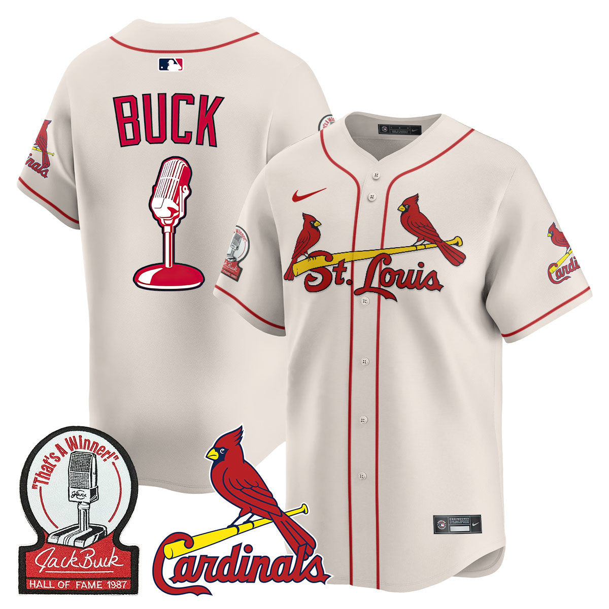 Men's St. Louis Cardinals Jack Buck Limited Jersey - All Stitched