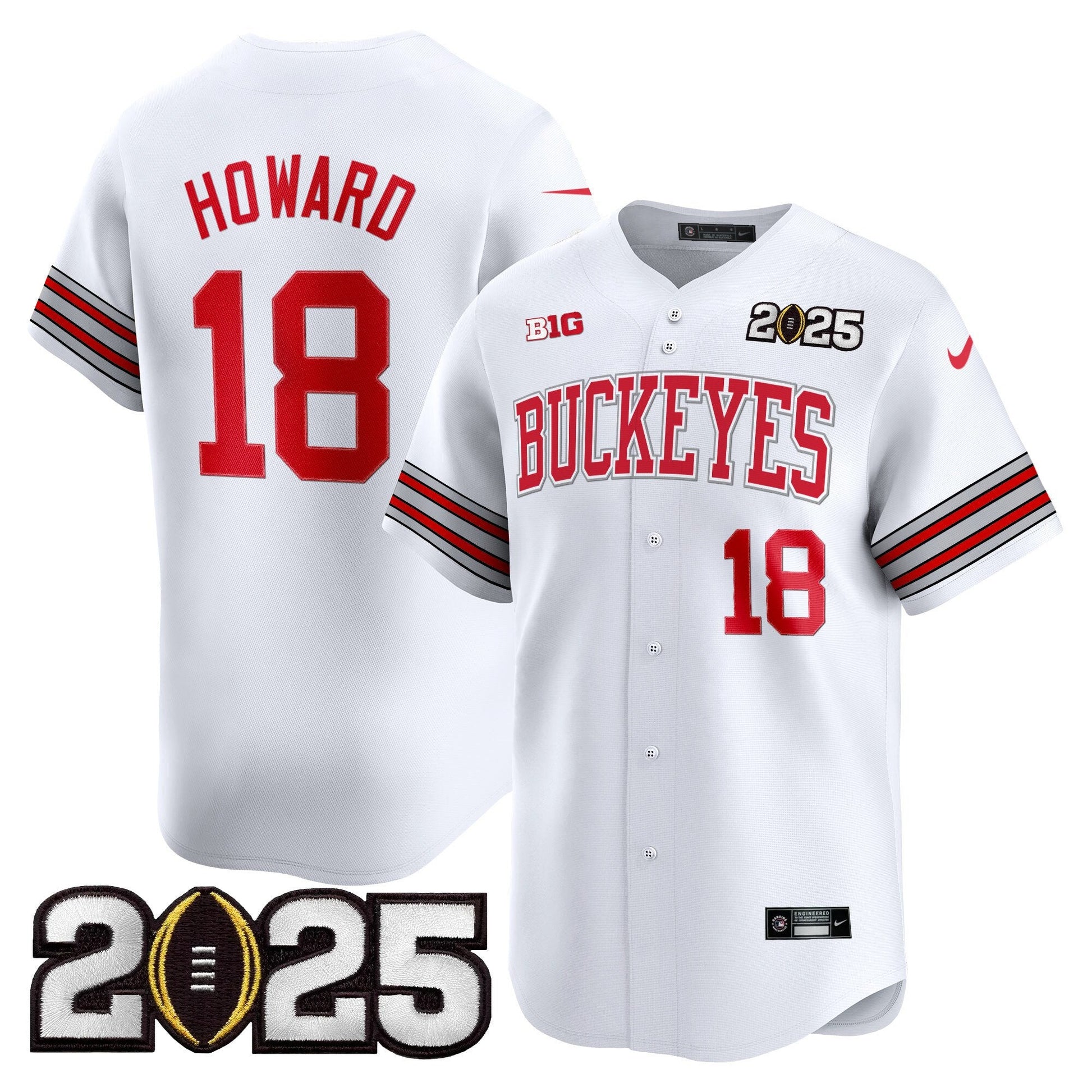 Men's Ohio State Buckeyes 'Heritage Stripe' 2025 CFP Final Patch Vapor Baseball Jersey - All Stitched