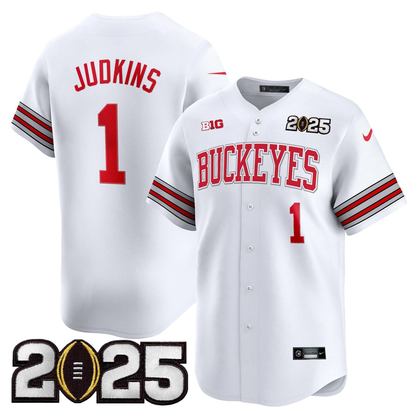 Men's Ohio State Buckeyes 'Heritage Stripe' 2025 CFP Final Patch Vapor Baseball Jersey - All Stitched