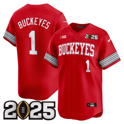 Men's Ohio State Buckeyes 'Heritage Stripe' 2025 CFP Final Patch Vapor Baseball Jersey - All Stitched