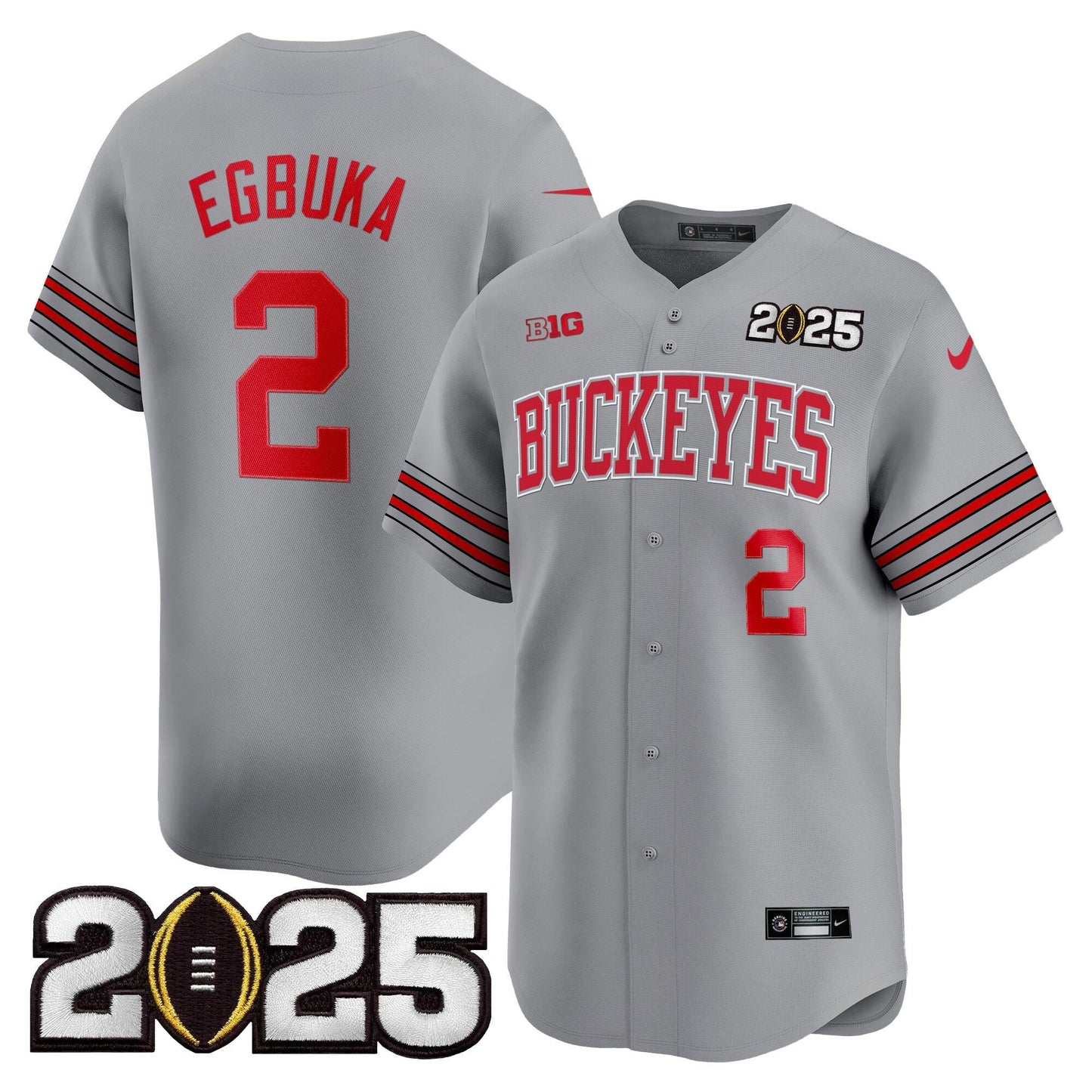 Men's Ohio State Buckeyes 'Heritage Stripe' 2025 CFP Final Patch Vapor Baseball Jersey - All Stitched