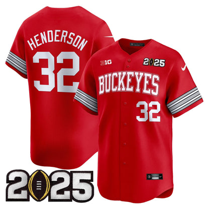 Men's Ohio State Buckeyes 'Heritage Stripe' 2025 CFP Final Patch Vapor Baseball Jersey - All Stitched