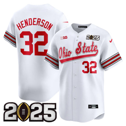 Men's Ohio State Buckeyes 'Heritage Stripe' 2025 CFP Final Patch Vapor Baseball Jersey V2 - All Stitched