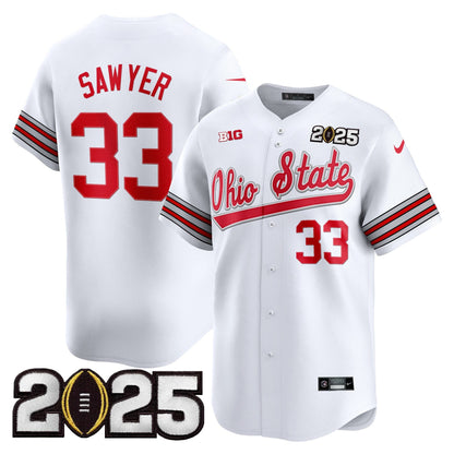 Men's Ohio State Buckeyes 'Heritage Stripe' 2025 CFP Final Patch Vapor Baseball Jersey V2 - All Stitched