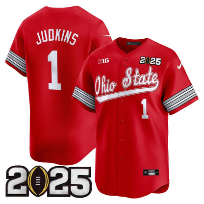 Men's Ohio State Buckeyes 'Heritage Stripe' 2025 CFP Final Patch Vapor Baseball Jersey V2 - All Stitched