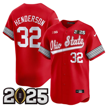 Men's Ohio State Buckeyes 'Heritage Stripe' 2025 CFP Final Patch Vapor Baseball Jersey V2 - All Stitched