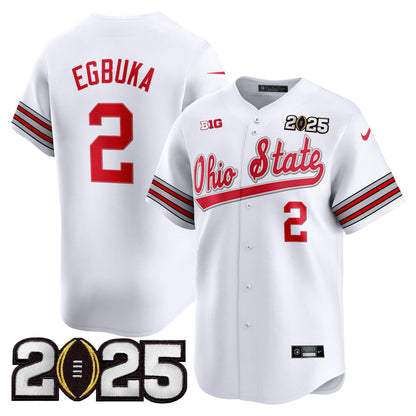 Men's Ohio State Buckeyes 'Heritage Stripe' 2025 CFP Final Patch Vapor Baseball Jersey V2 - All Stitched