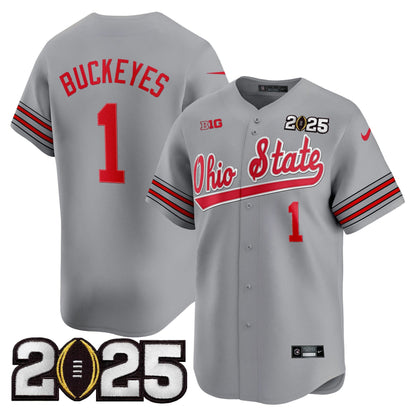 Men's Ohio State Buckeyes 'Heritage Stripe' 2025 CFP Final Patch Vapor Baseball Jersey V2 - All Stitched