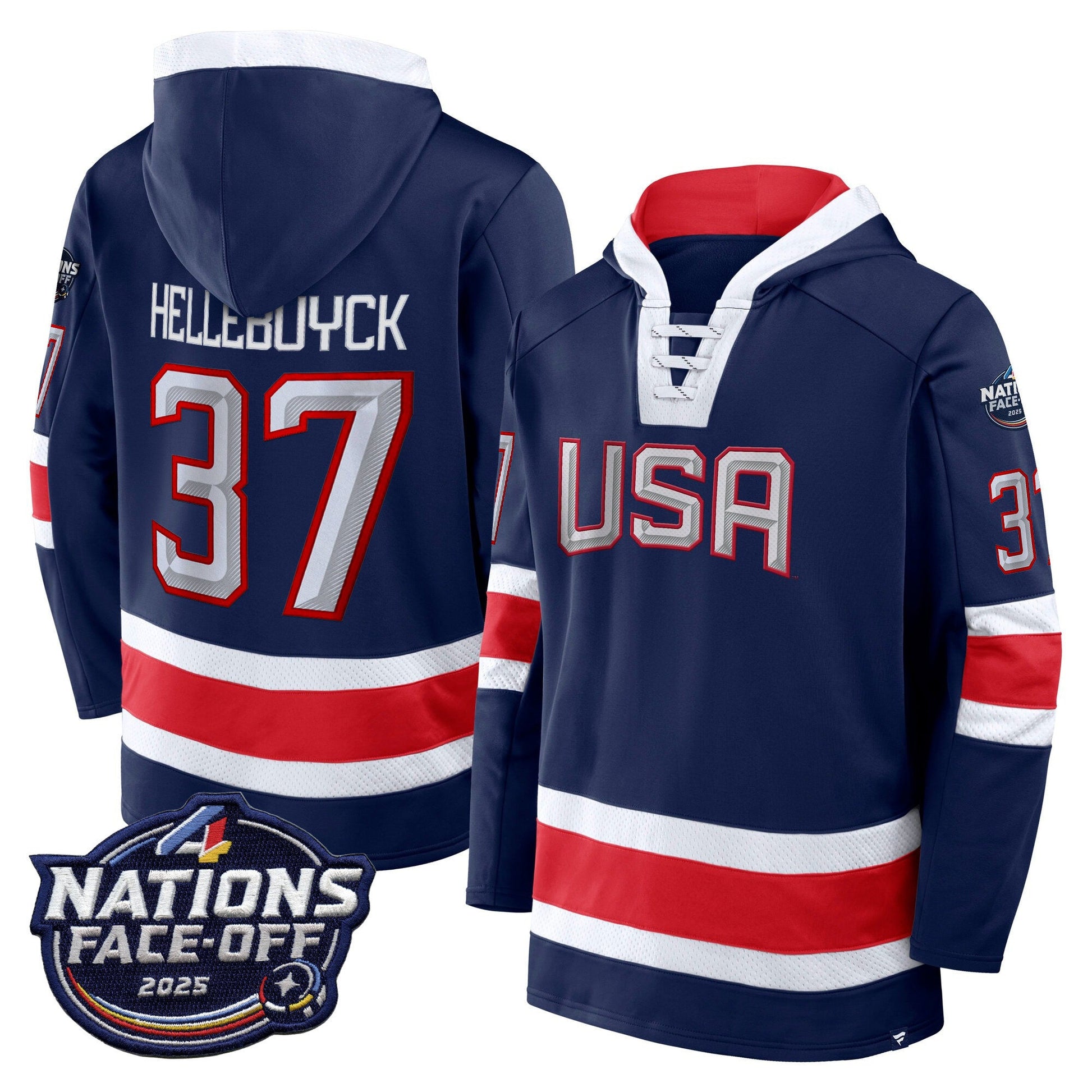 USA 4 Nations Face-Off 2025 Inside Line Pullover Hoodie - All Stitched