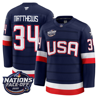 Men's USA 4 Nations Face-Off 2025 Premium Jersey - All Stitched