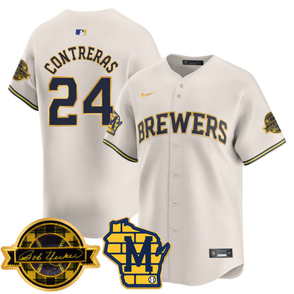 Men's Milwaukee Brewers 2025 Limited Gold Jersey - Bob Uecker Patch - All Stitched