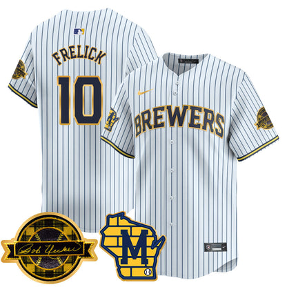 Men's Milwaukee Brewers 2025 Limited Gold Jersey - Bob Uecker Patch - All Stitched