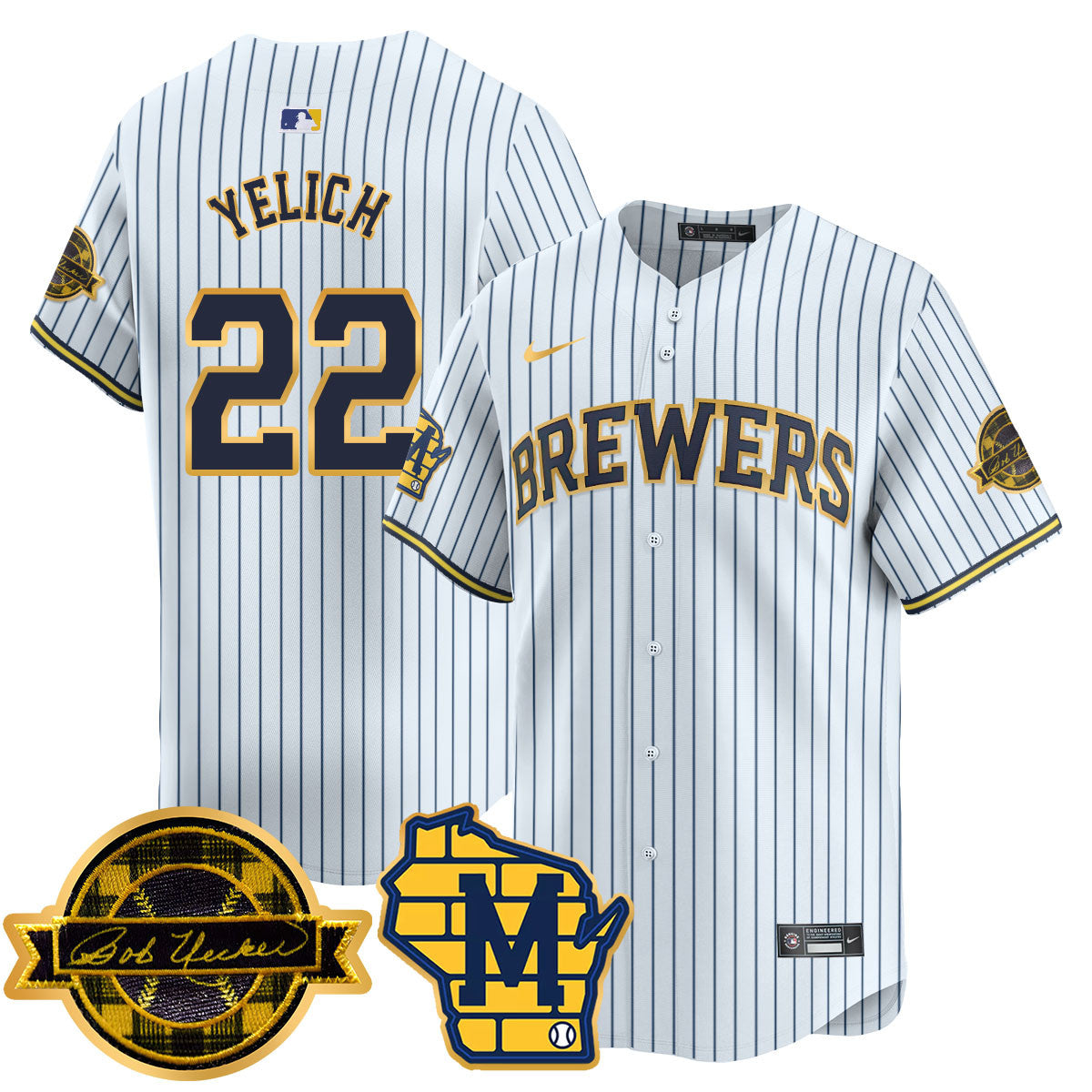 Men's Milwaukee Brewers 2025 Limited Gold Jersey - Bob Uecker Patch - All Stitched