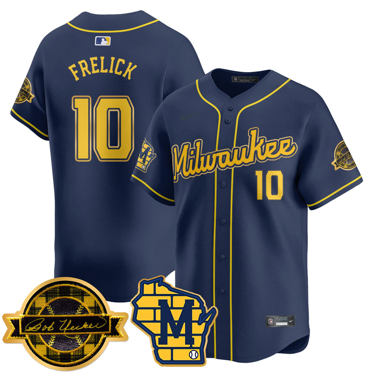 Men's Milwaukee Brewers 2025 Limited Gold Jersey - Bob Uecker Patch - All Stitched