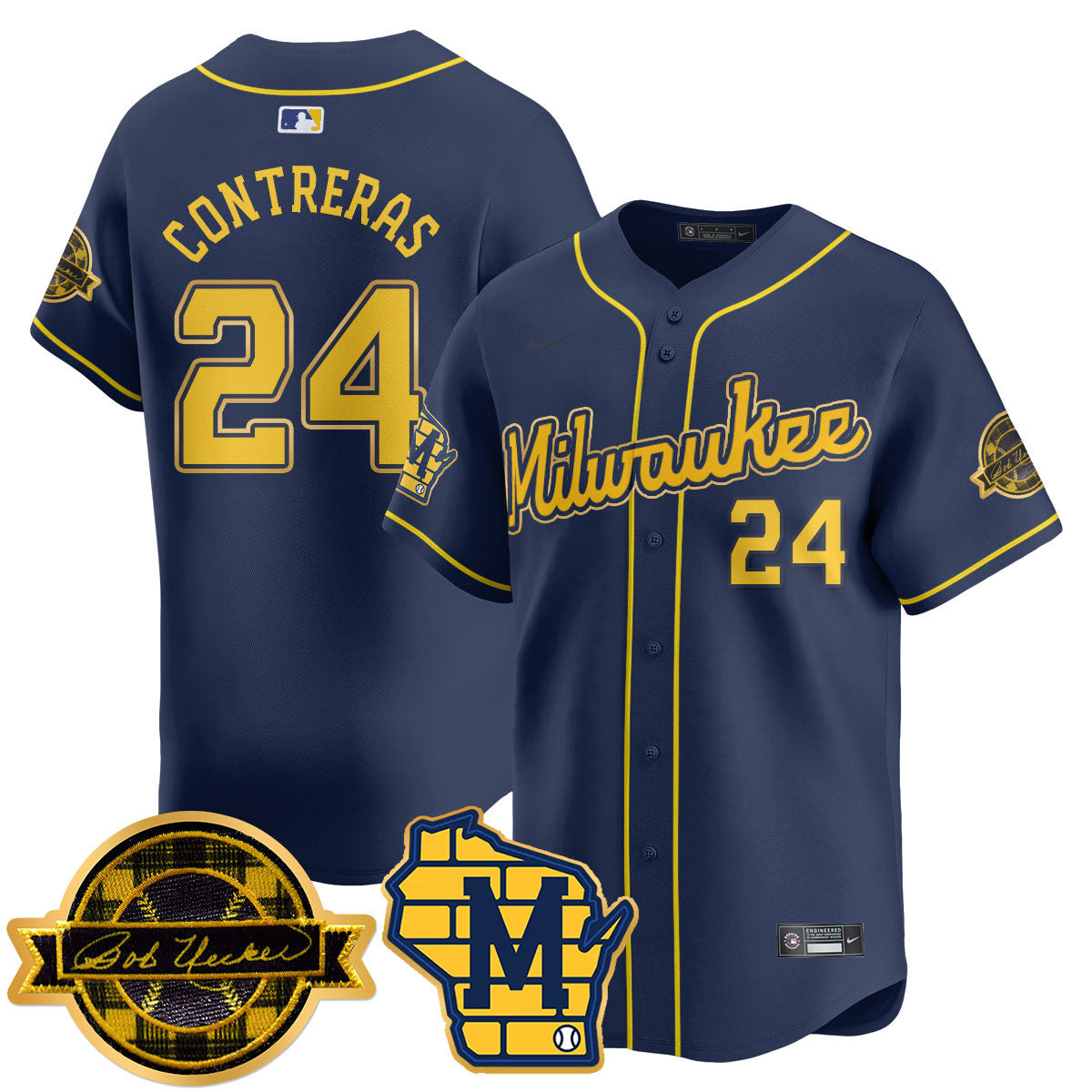 Men's Milwaukee Brewers 2025 Limited Gold Jersey - Bob Uecker Patch - All Stitched